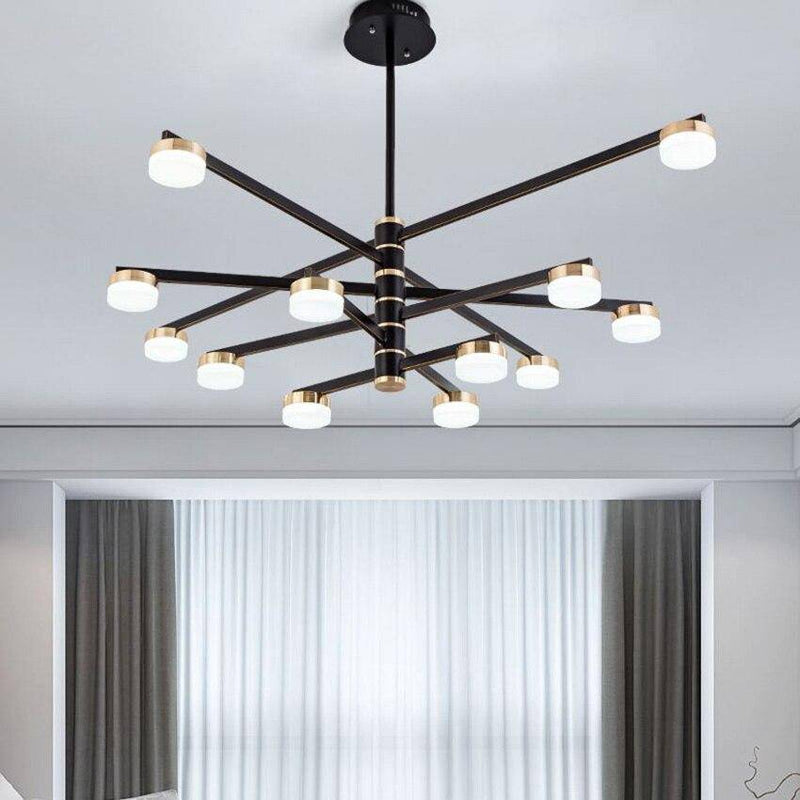 Lustre design avec bras et lampes LED dorées Living