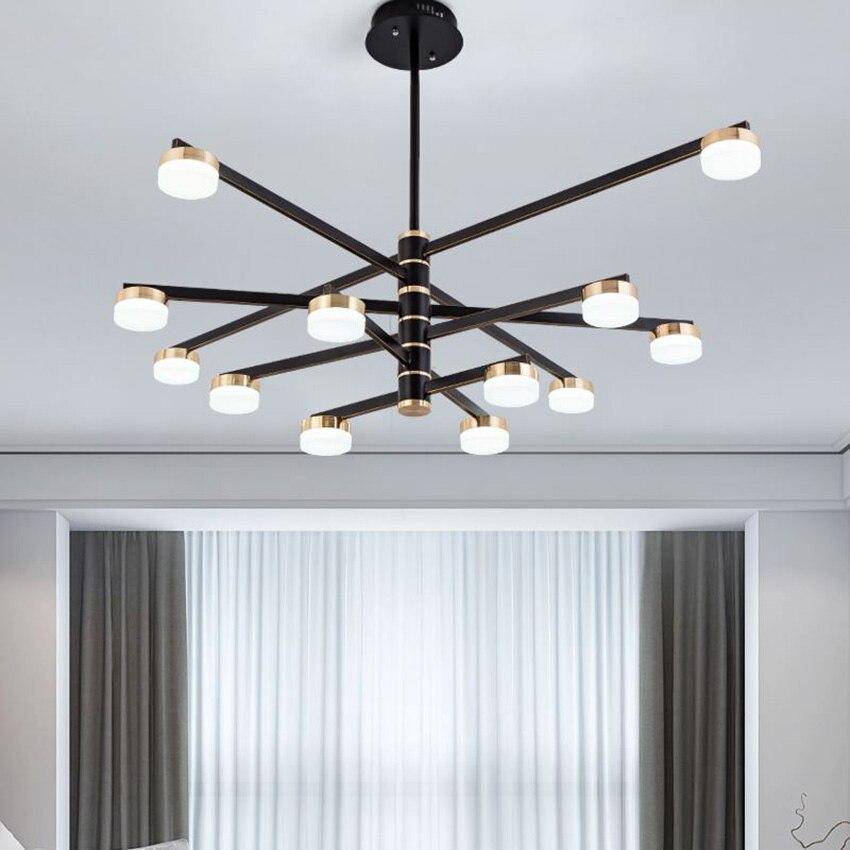 Lustre design avec bras et lampes LED dorées Living - vue 2 sur 10