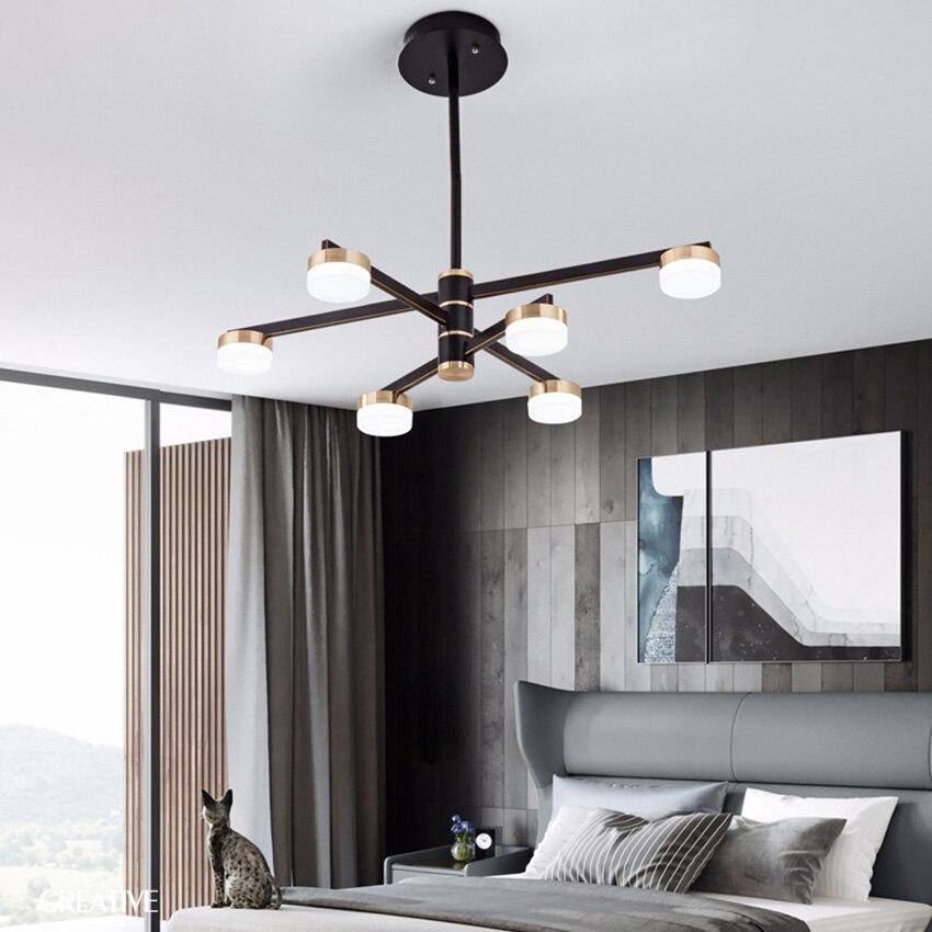Lustre design avec bras et lampes LED dorées Living - vue 3 sur 10