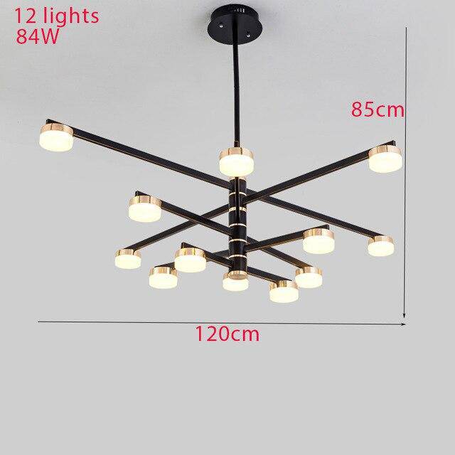 Design chandelier with arm and golden LED lamps Living
