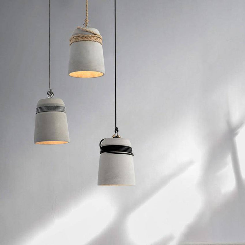 pendant light concrete and concrete rope backsplash