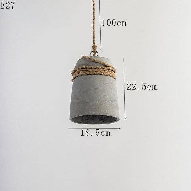 Lámpara de suspensión salpicadero de hormigón y cuerda de hormigón