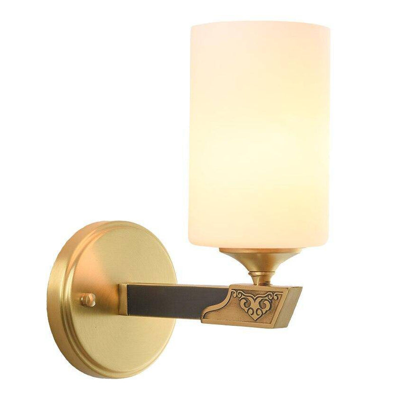 wall lamp gold wall with lampshade cylindrical glass Indoor