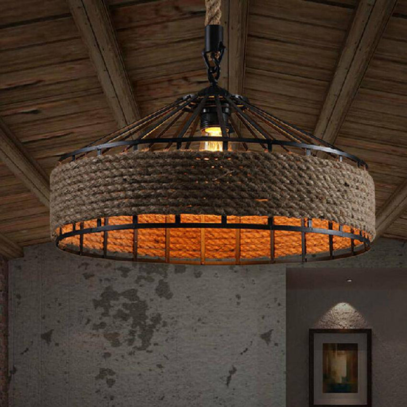 pendant light rustic rope and metal Rope