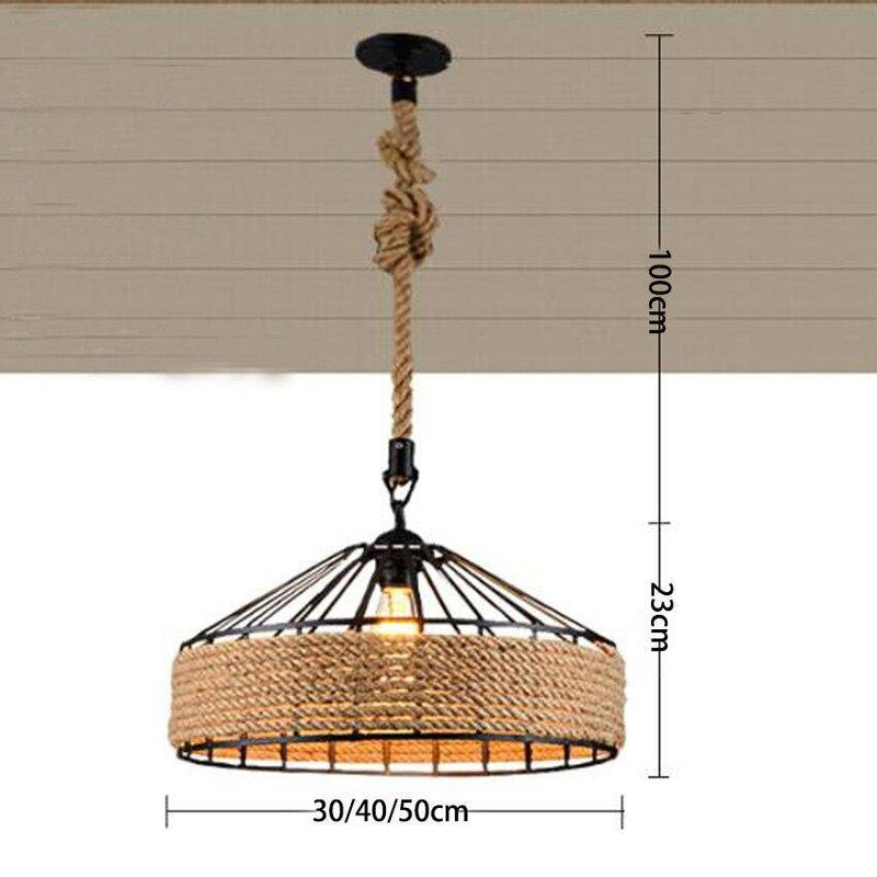 pendant light rustic rope and metal Rope