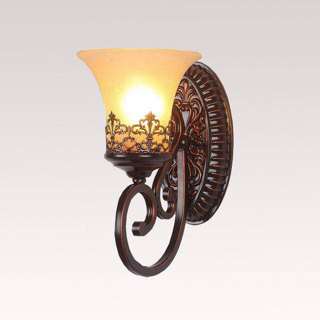 wall lamp retro rustic metal wall and lampshade glass