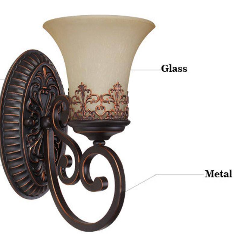 wall lamp retro rustic metal wall and lampshade glass