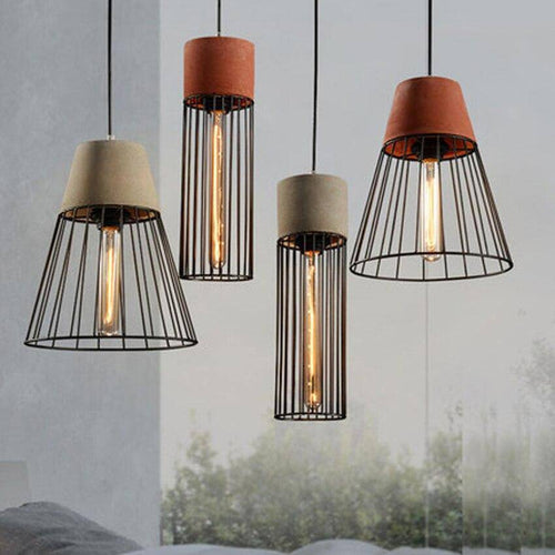 Suspension design LED en métal style cage rétro Coffee