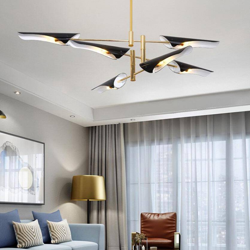 Lustre design avec branches et métal et lampes Nordic - vue 5 sur 7