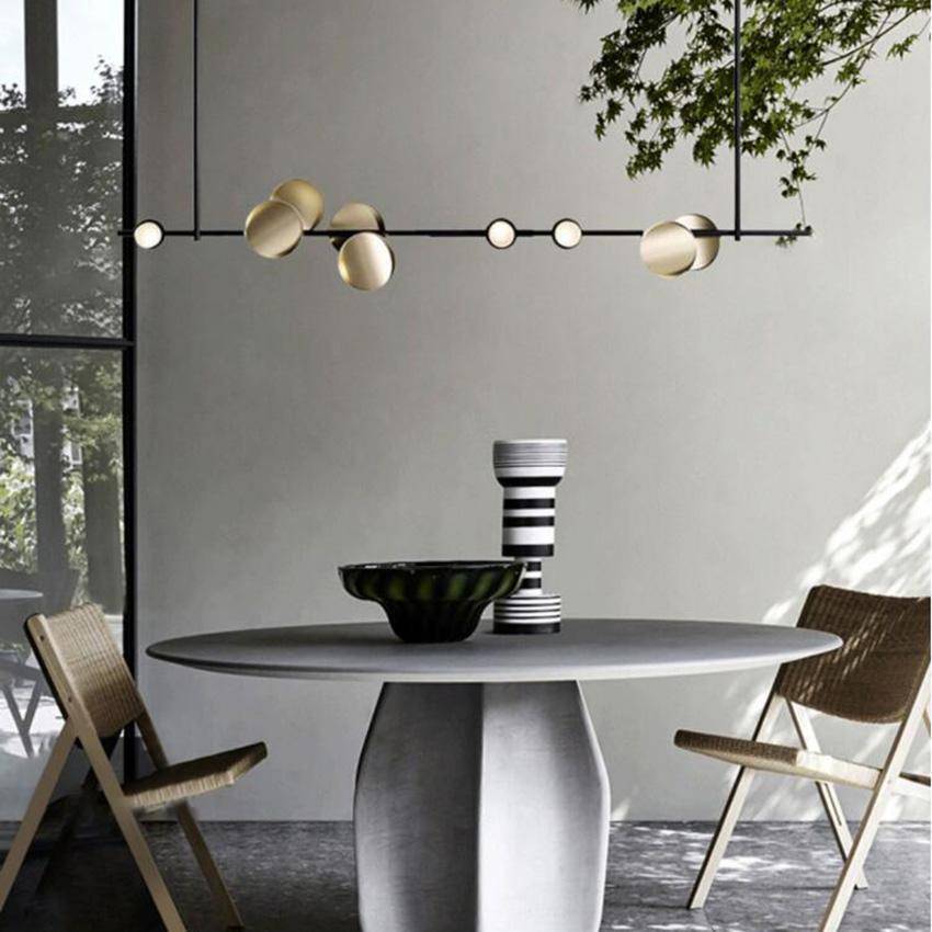 Lustre et suspension design art déco noir et doré avec lampes LED - vue 4 sur 11