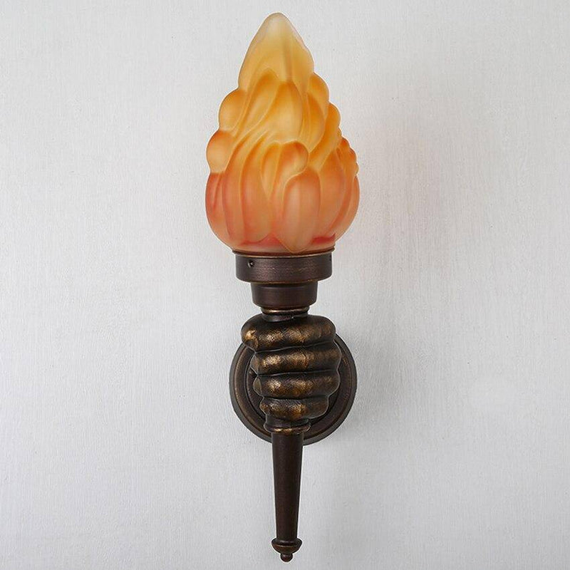 wall lamp rustic glass torch hand-held in vintage metal