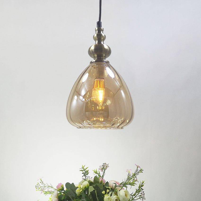 Suspension rétro LED en verre cristal colorée Coffee - vue 4 sur 7