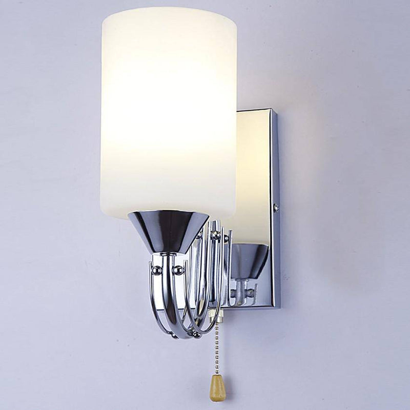wall lamp chrome plated wall and lampshade glass cylinder