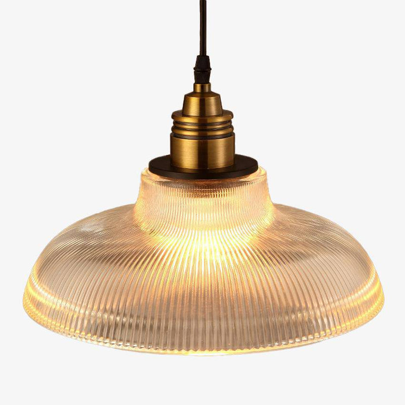 Lámpara de suspensión en vidrio y soporte dorado de estilo Loft vintage