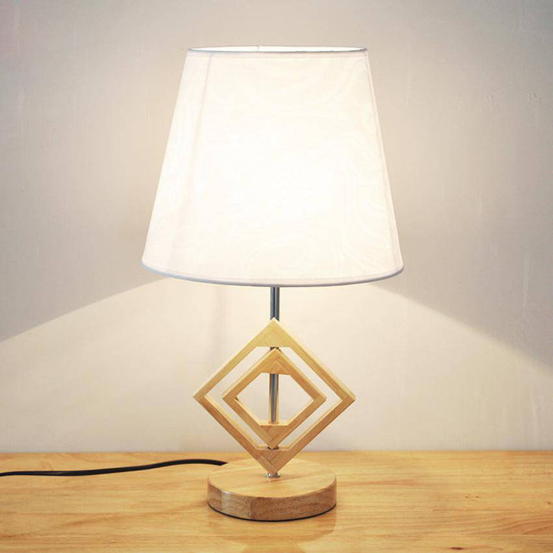 Wooden bedside lamp and lampshade in Hotel fabric