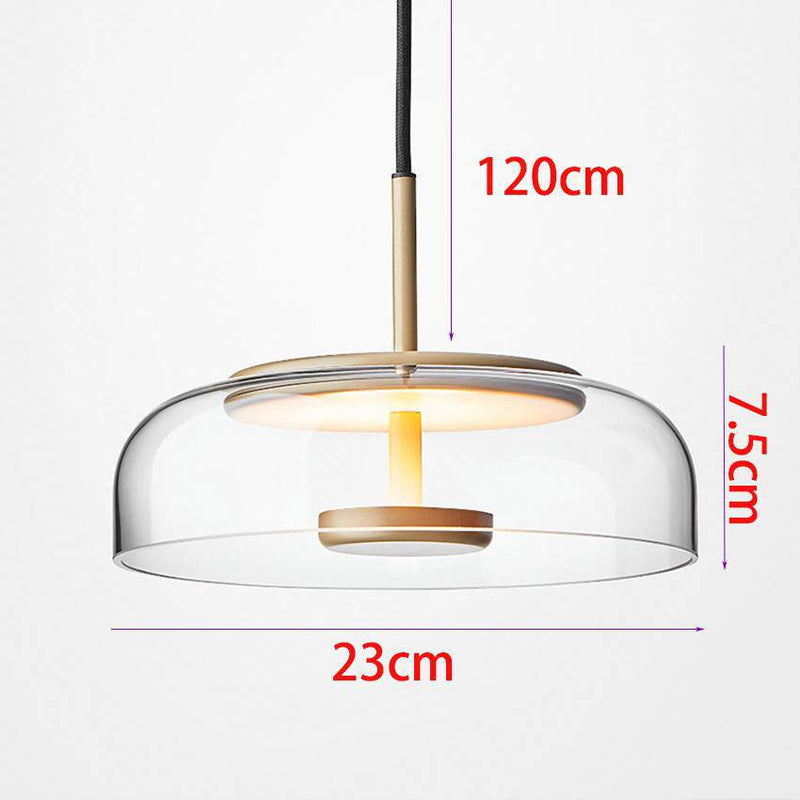 pendant light smoked glass design and golden stem Amber