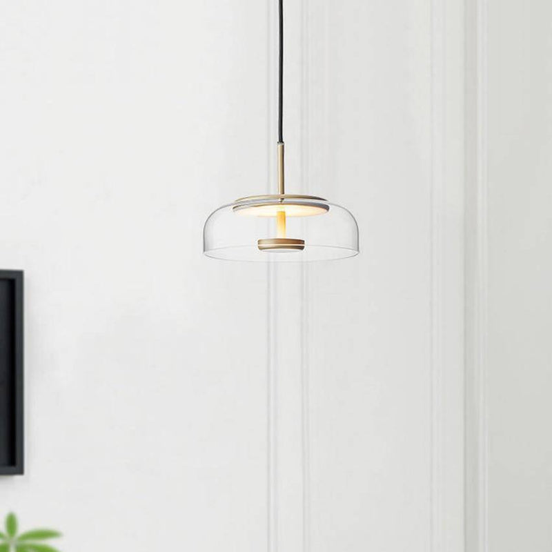 pendant light smoked glass design and golden stem Amber