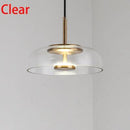 Suspension design en verre fumé et tige dorée Amber