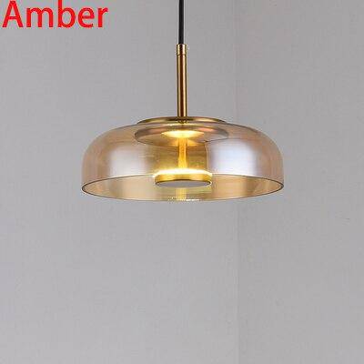 Suspension design en verre fumé et tige dorée Amber - vue 12 sur 12