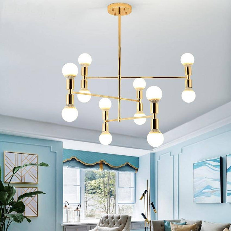 Design chandelier in gilded metal and ball lamps