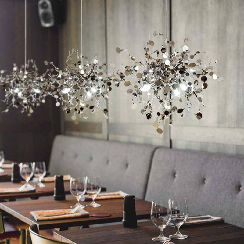 Design chandelier chrome tree with round leaves