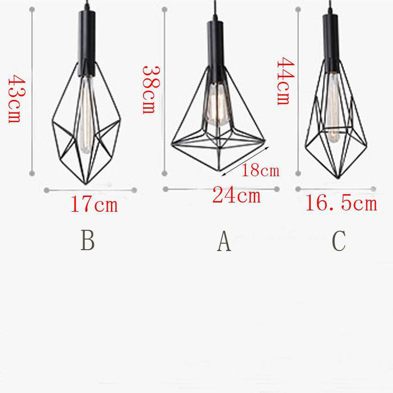 pendant light Diamond pyramid cage