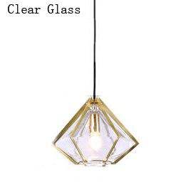 pendant light geometric gold design and colored glass Diamond