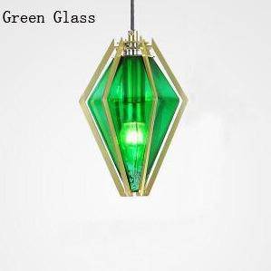 Suspension design géométrique doré et verre coloré Diamond - vue 6 sur 14