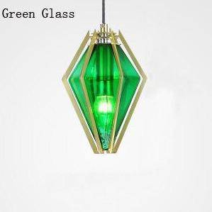 pendant light geometric gold design and colored glass Diamond