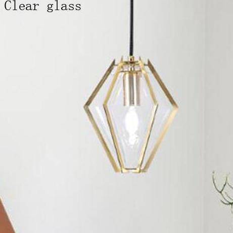 pendant light geometric gold design and colored glass Diamond