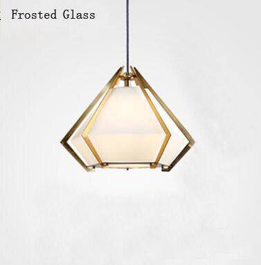 pendant light geometric gold design and colored glass Diamond