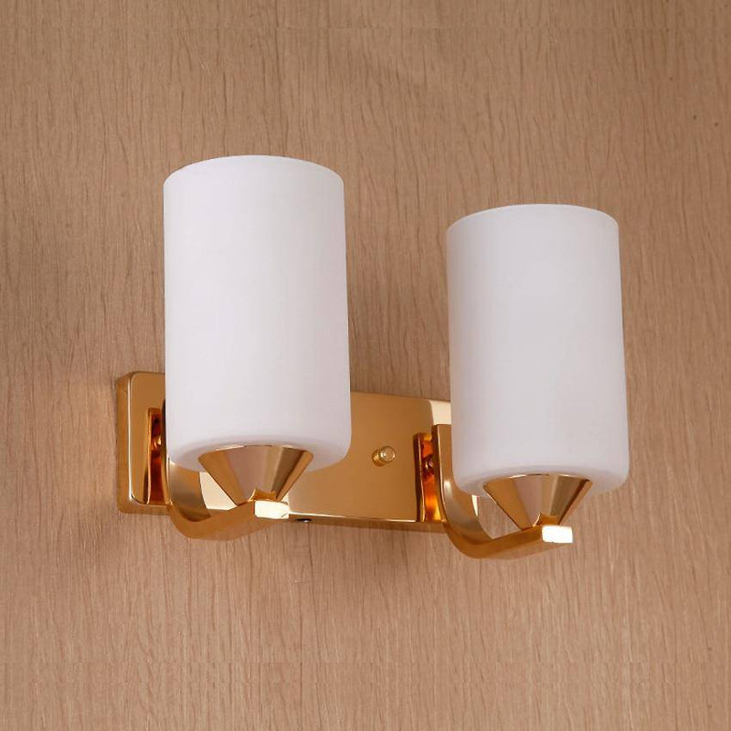 Aplique de cromo dorado con pantalla cilíndrica Sconce