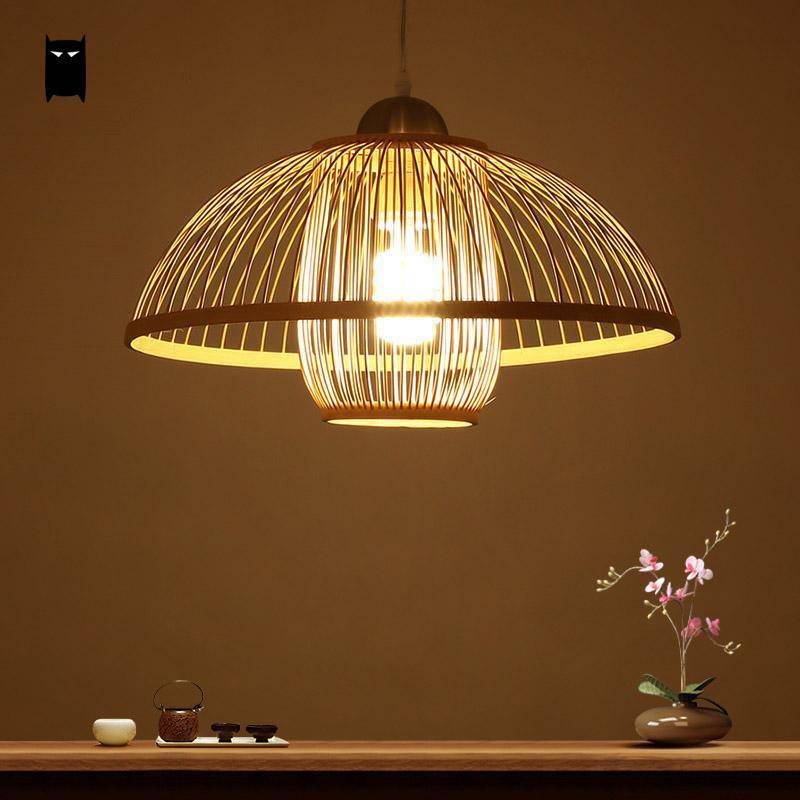 pendant light in natural bamboo Wicker