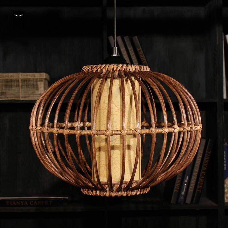 pendant light Japanese style oval wicker ball