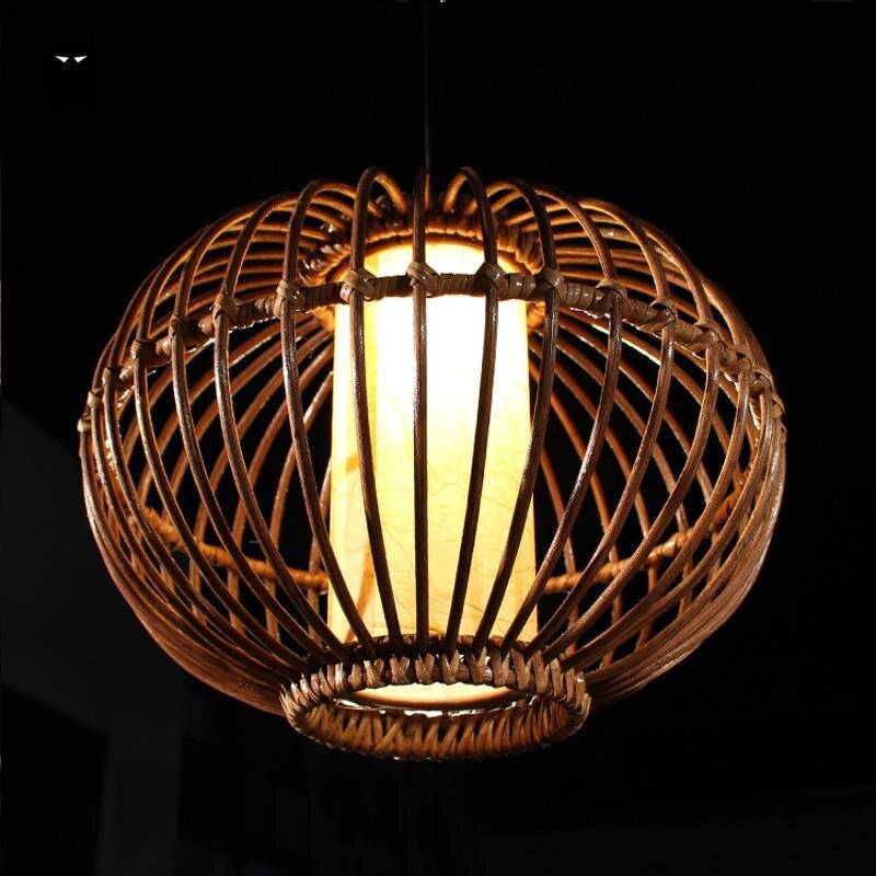 pendant light Japanese style oval wicker ball