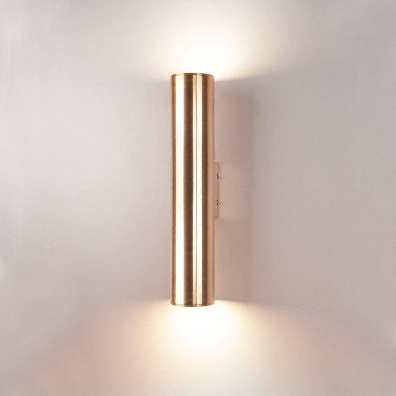 Lámpara de pared design tubo cilíndrico dorado con LED