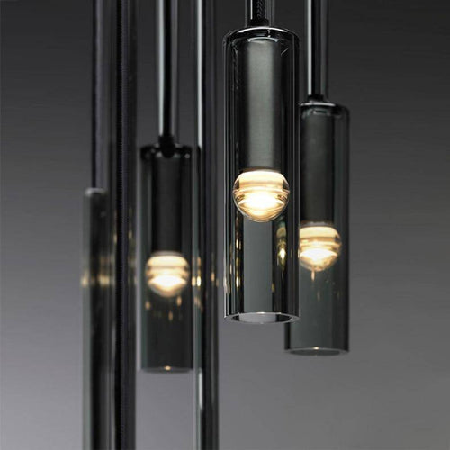 Aplique design con lámpara cilíndrica de cristal ahumado Loft