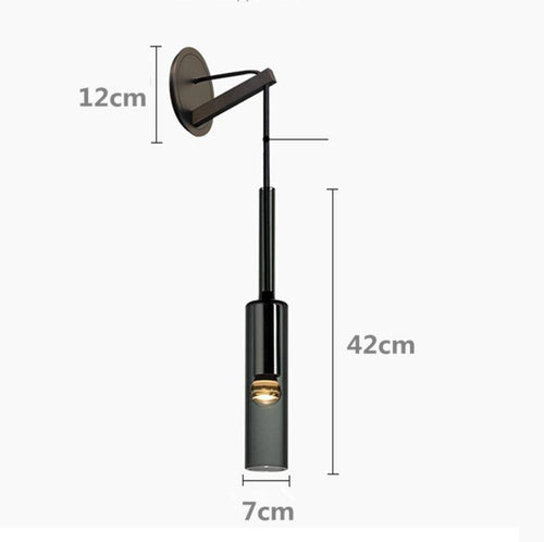 Applique design avec lampe cylindrique en verre fumé suspendue Loft - vue 11 sur 11