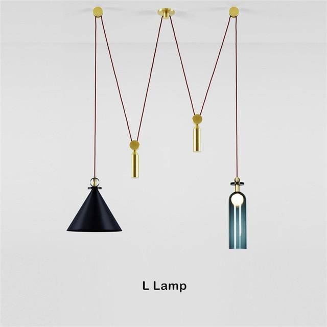 Suspension design à plusieurs lampes suspendues Pulley - vue 4 sur 12