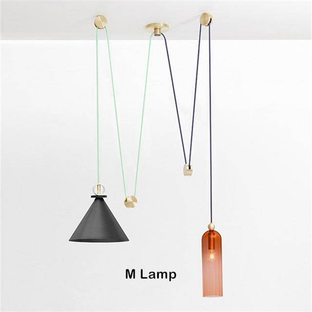 Lámpara de suspensión design con varias lámparas colgantes Pulley