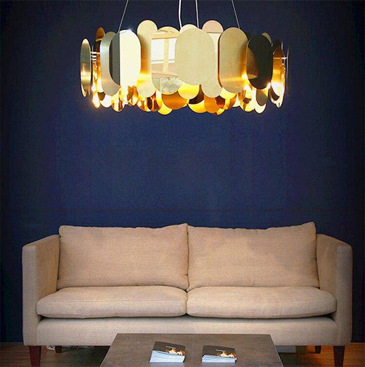 Modern chrome-plated design chandelier with round and flat plates Villa