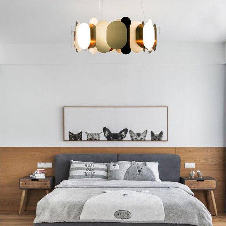 Lustre design chromé moderne à plaques rondes et plates Villa - vue 3 sur 7