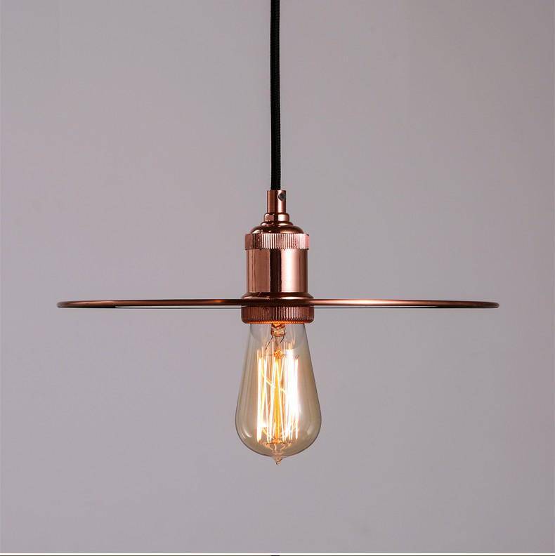 pendant light chrome-plated rose gold disc design