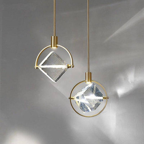 Suspension LED design avec rond doré et cristal de verre Luxury