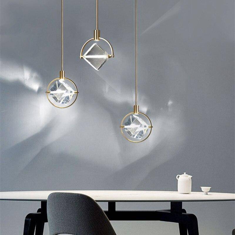 Suspension LED design avec rond doré et cristal de verre Luxury