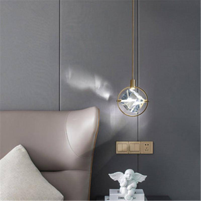 Suspension LED design avec rond doré et cristal de verre Luxury