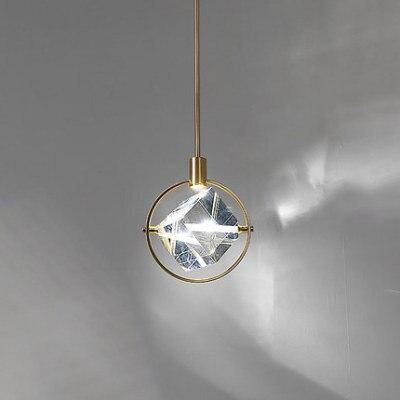 Suspension LED design avec rond doré et cristal de verre Luxury