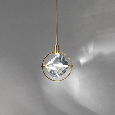Lámpara de suspensión LED design con anillo de oro y cristal de lujo