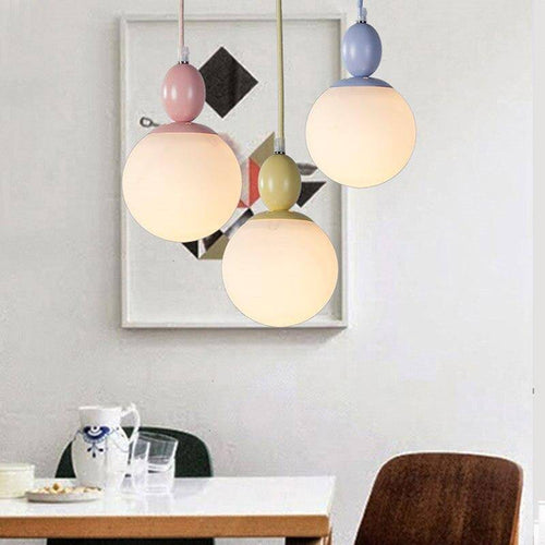 pendant light colorful with perched bird Macaroon