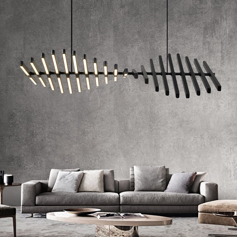 Lucian adjustable LED chandelier with metal rods